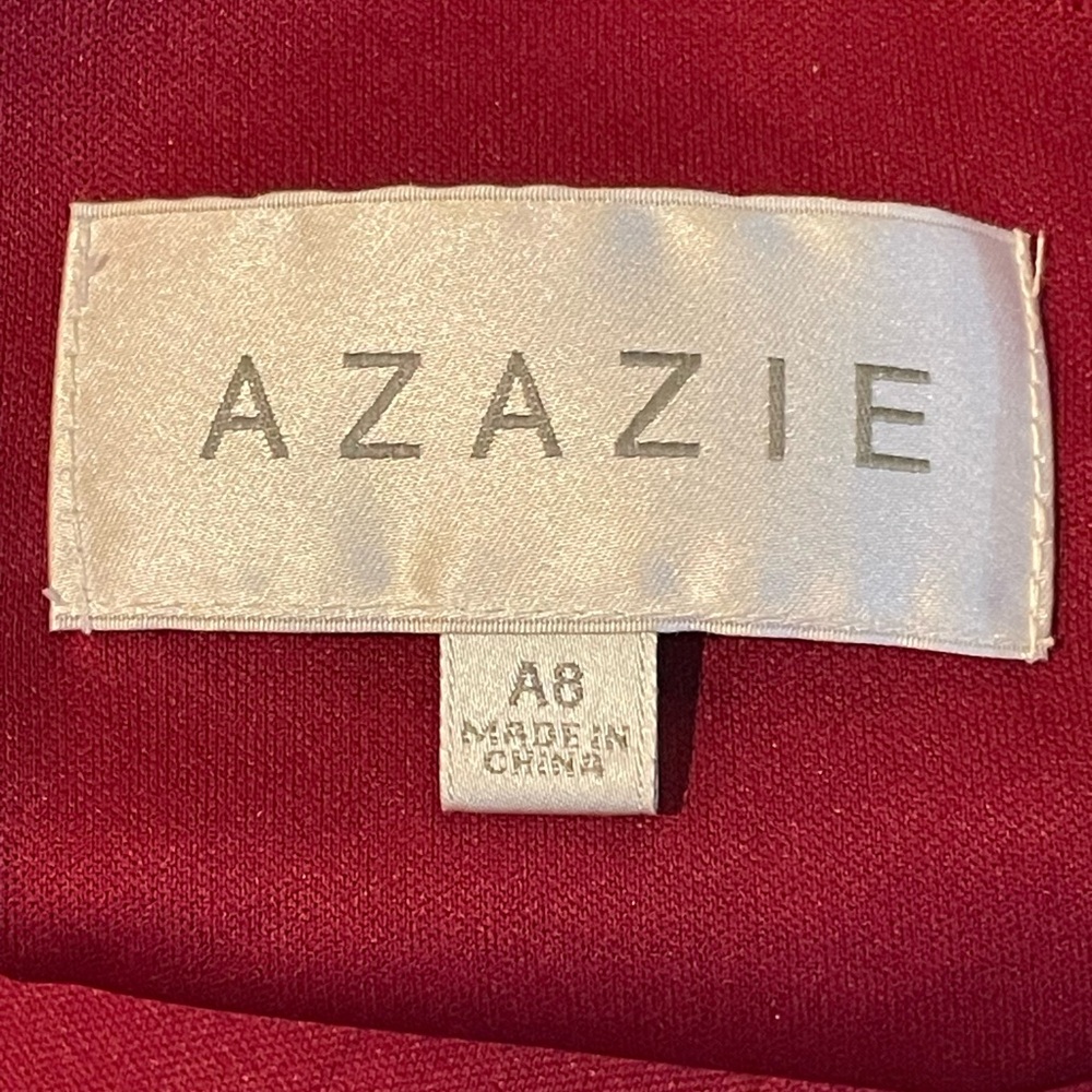Azazie One-Shoulder Burgundy Dress,A8 - Picture 9 of 10